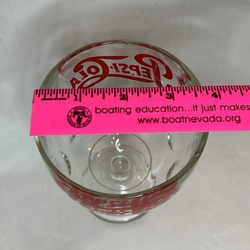 Pepsi Cola Soda Vintage Drinking Glass 3 3/4 Inches Round 6 Inches Tall Red